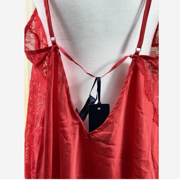 Fox & Royal Lace Chemise Size 18 Burnt Coral Slinky Nightgown NWT - Picture 4 of 13